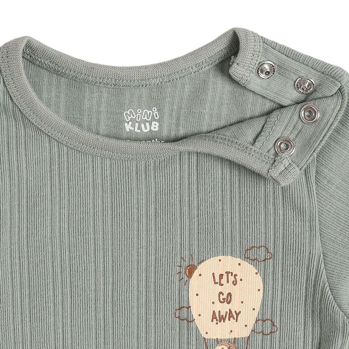 Baby Boys Sage Green & Beige Printed Cotton Bodysuit Pack of 2 Regular Fit Casual Bodysuits