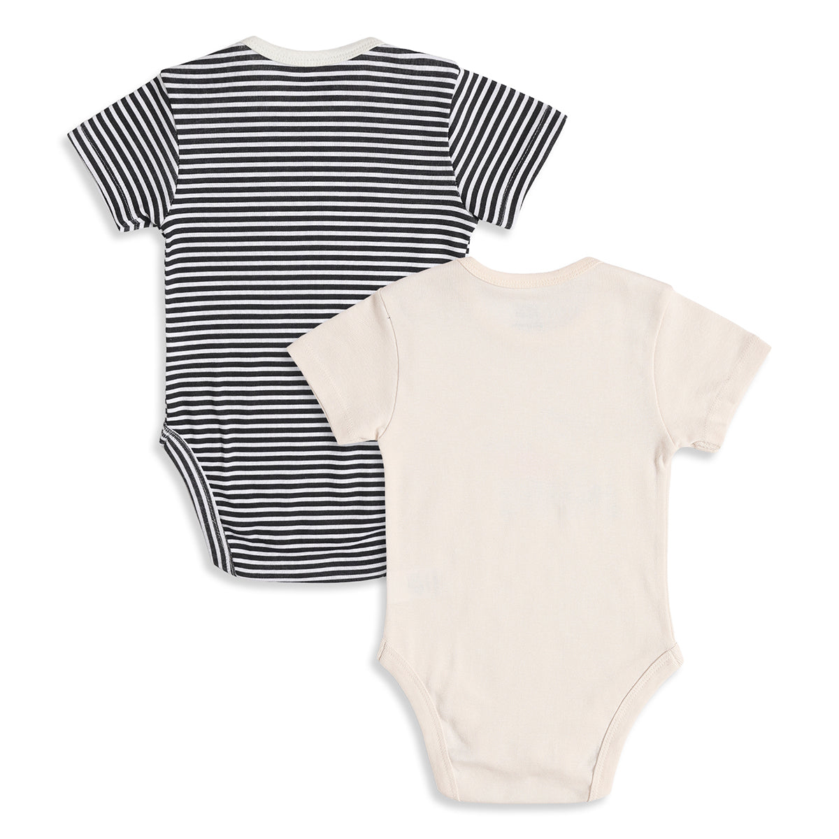 Baby Boys Black & Beige Printed Cotton Bodysuit Pack of 2 Regular Fit Casual Bodysuits