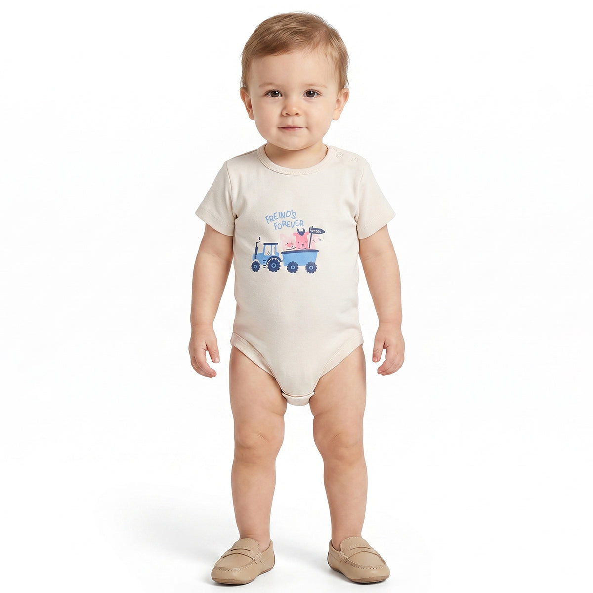 Baby Boys Black & Beige Printed Cotton Bodysuit Pack of 2 Regular Fit Casual Bodysuits