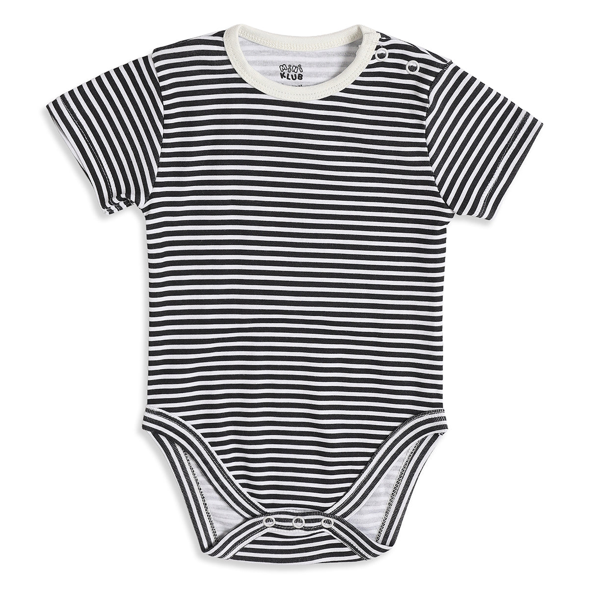 Baby Boys Black & Beige Printed Cotton Bodysuit Pack of 2 Regular Fit Casual Bodysuits