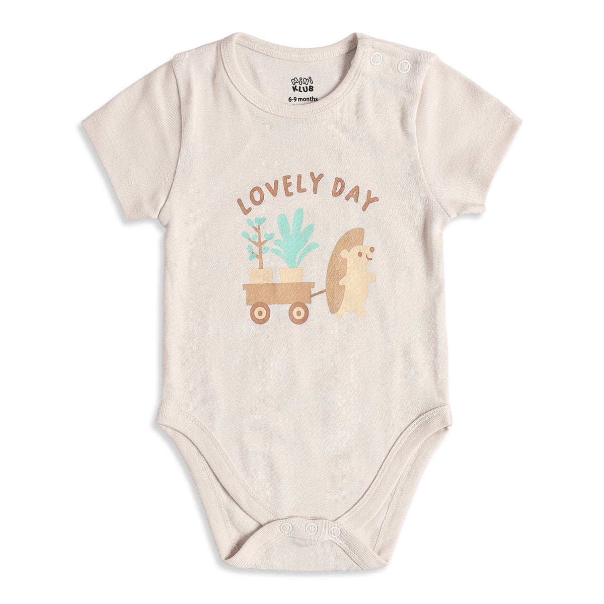 Baby Boys Blue & Beige Cotton Printed Pack of 2 Bodysuits
