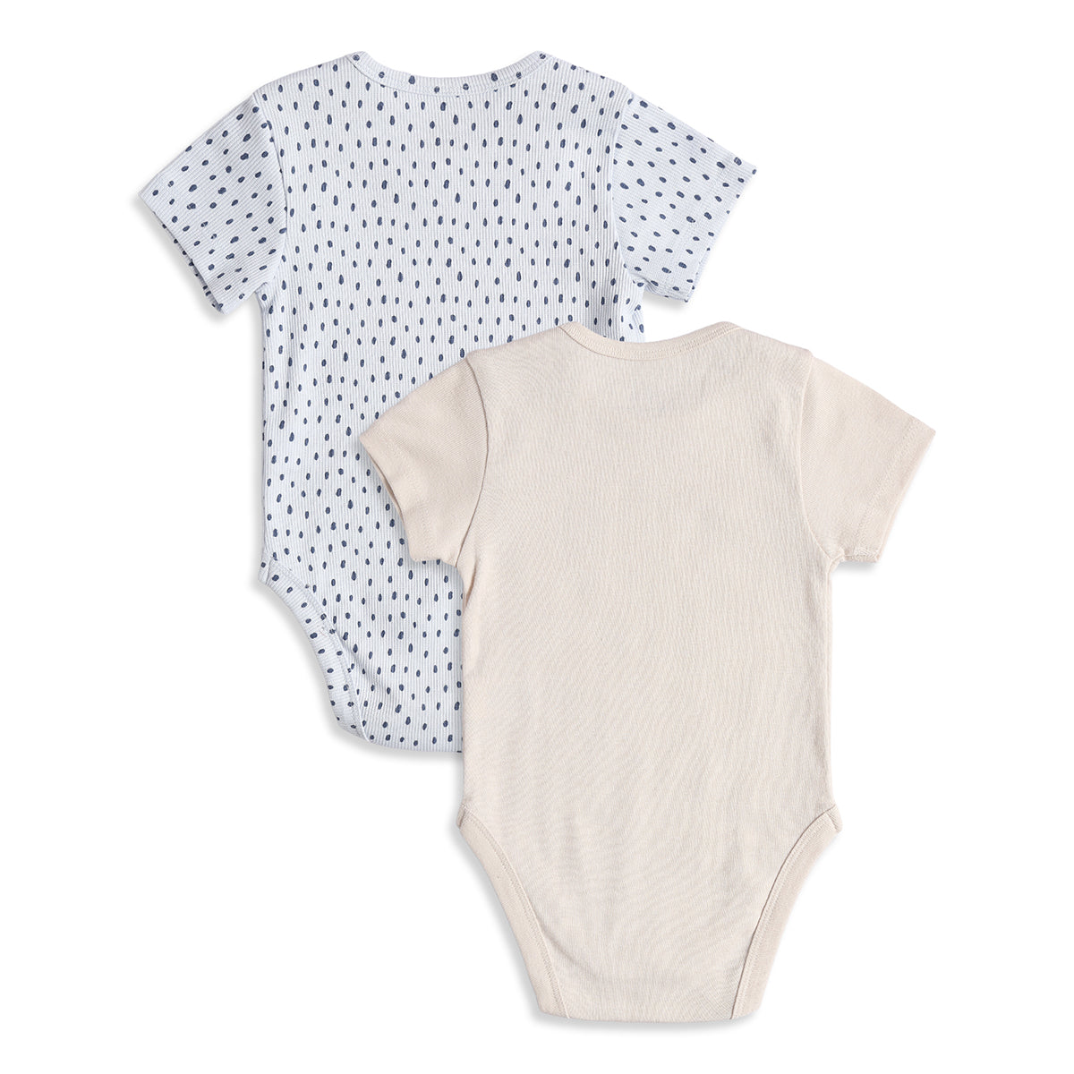 Baby Boys Blue & Beige Cotton Printed Pack of 2 Bodysuits