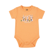 Baby Girls Peach Cotton Bunny Embroidered Bodysuit Regular Fit Casual Wear
