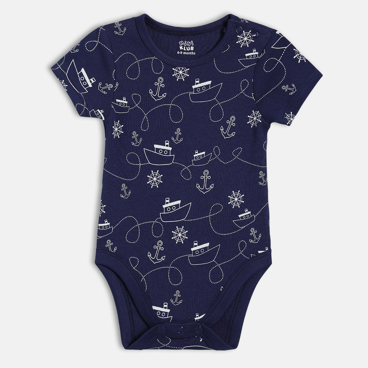 Baby Boys Nautical Print Bodysuits Pack of 2, Navy Blue and Light Blue
