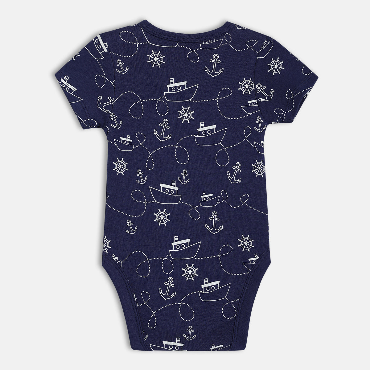 Baby Boys Nautical Print Bodysuits Pack of 2, Navy Blue and Light Blue