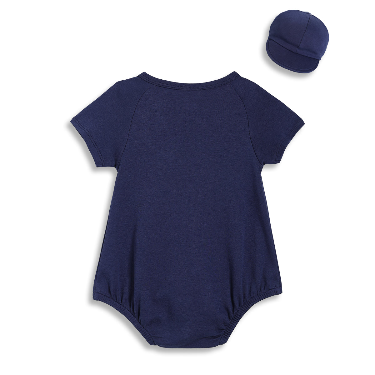 Baby Boys Embroidered Bodysuit Set with Cap, Navy Blue