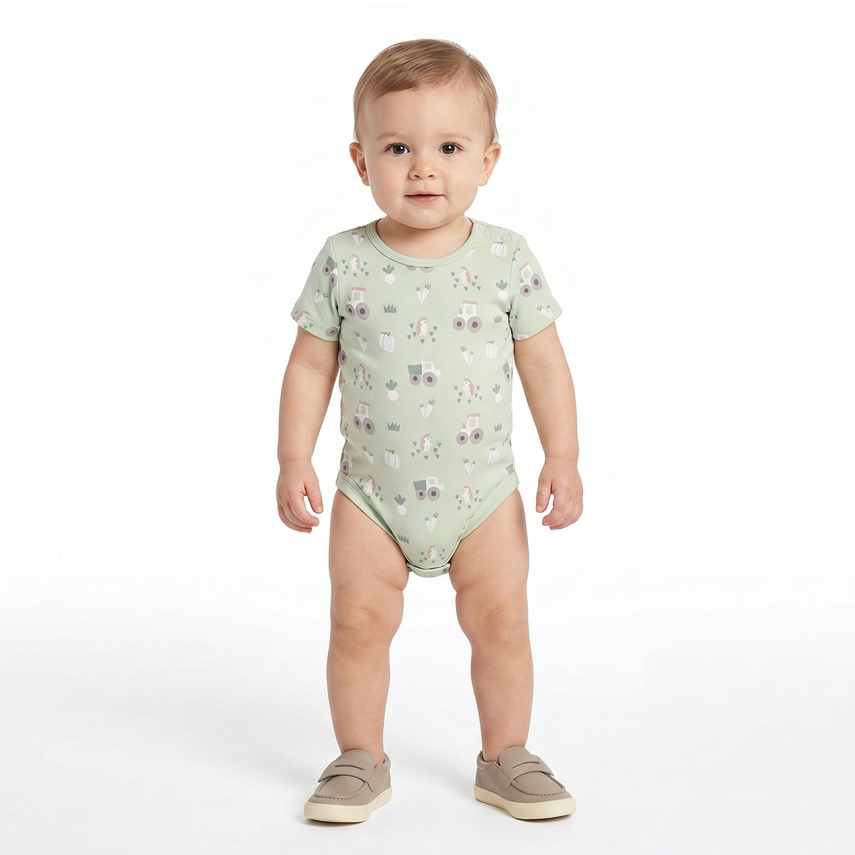 Baby Boys Printed Bodysuit Pack of 2, Yellow and Light Green