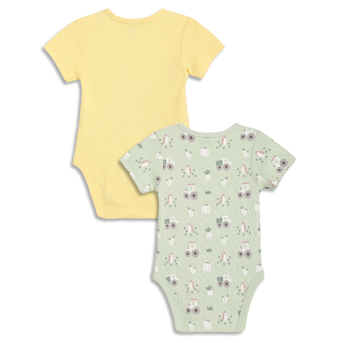 Baby Boys Printed Bodysuit Pack of 2, Yellow and Light Green