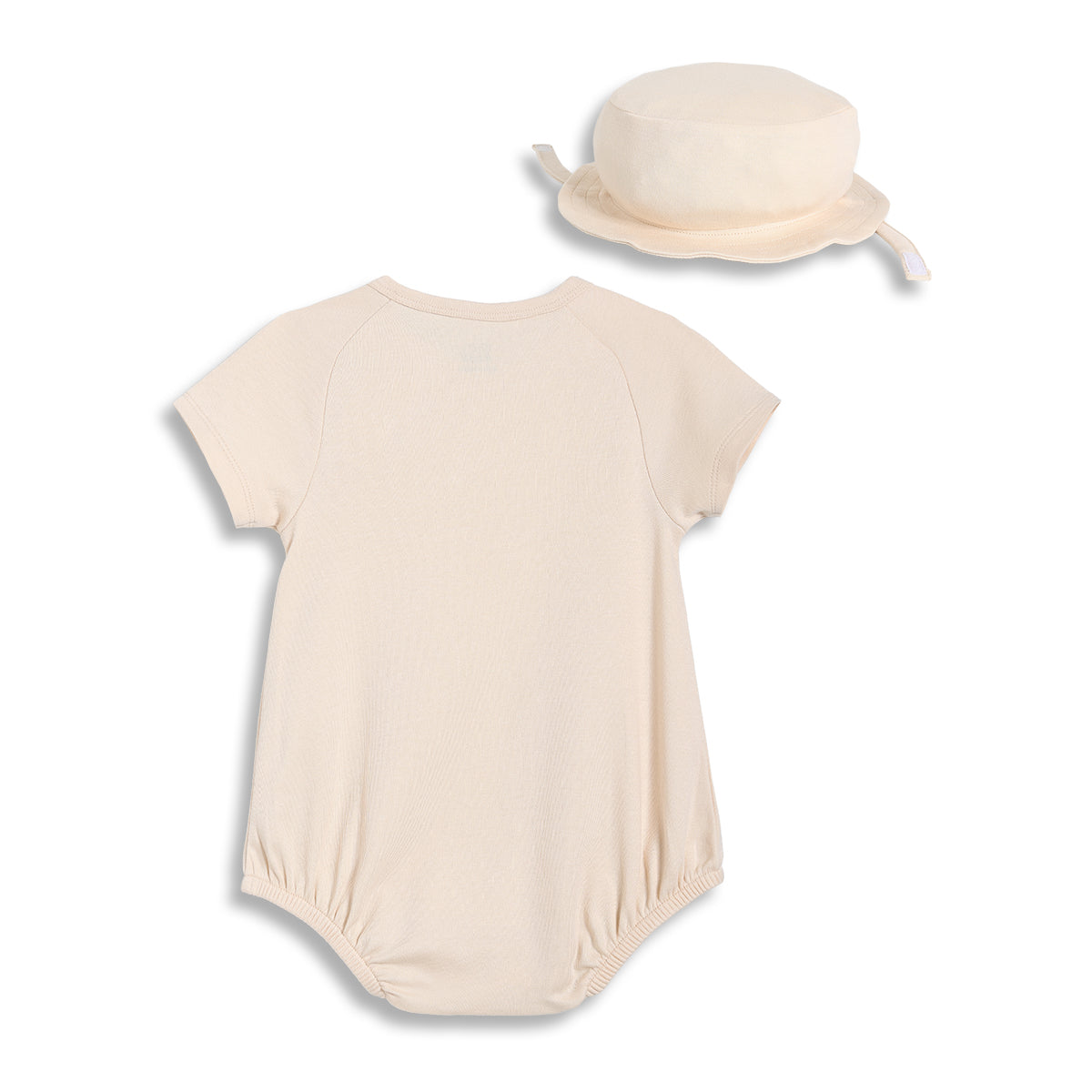 Baby Boys Printed Bodysuit with Cap, Beige