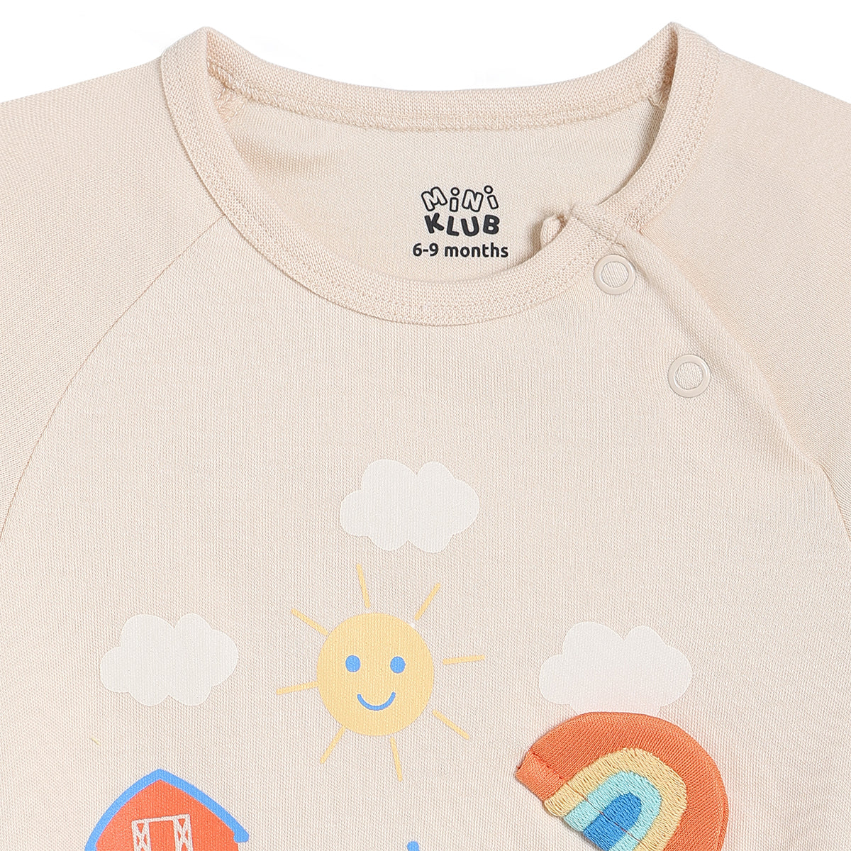 Baby Boys Printed Bodysuit with Cap, Beige