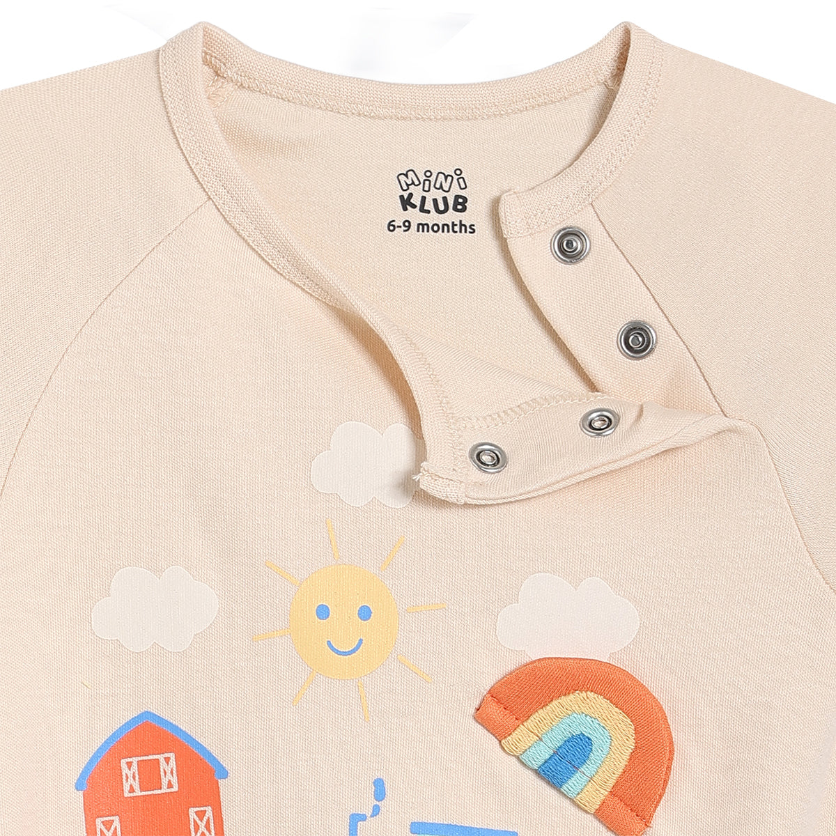 Baby Boys Printed Bodysuit with Cap, Beige