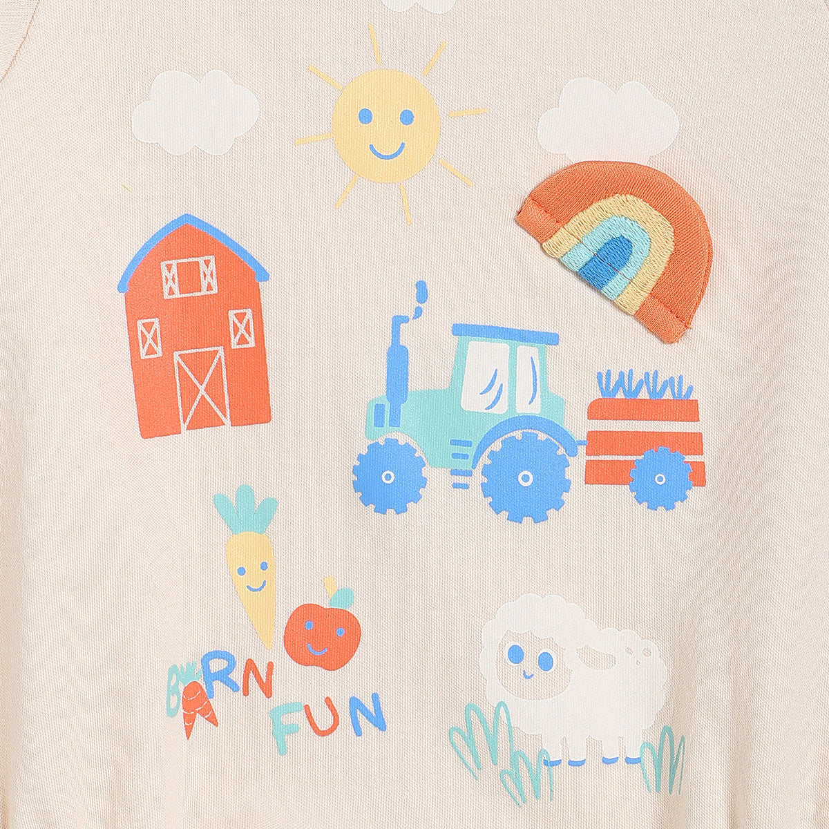 Baby Boys Printed Bodysuit with Cap, Beige