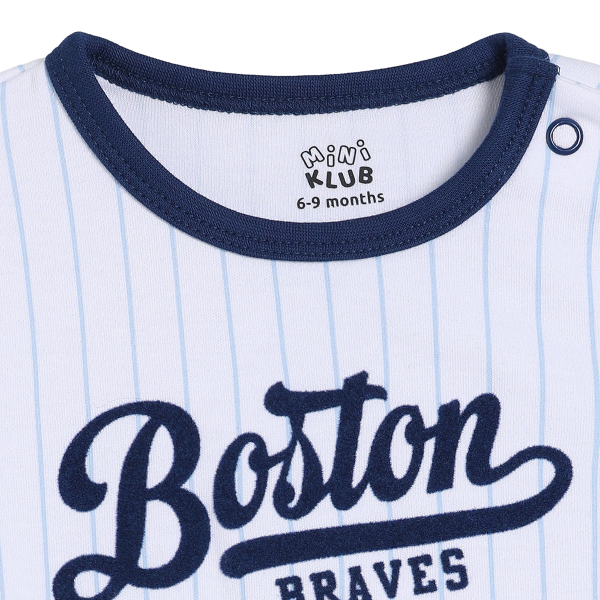 Baby Boys Boston Print Striped Romper with Hat, White and Navy