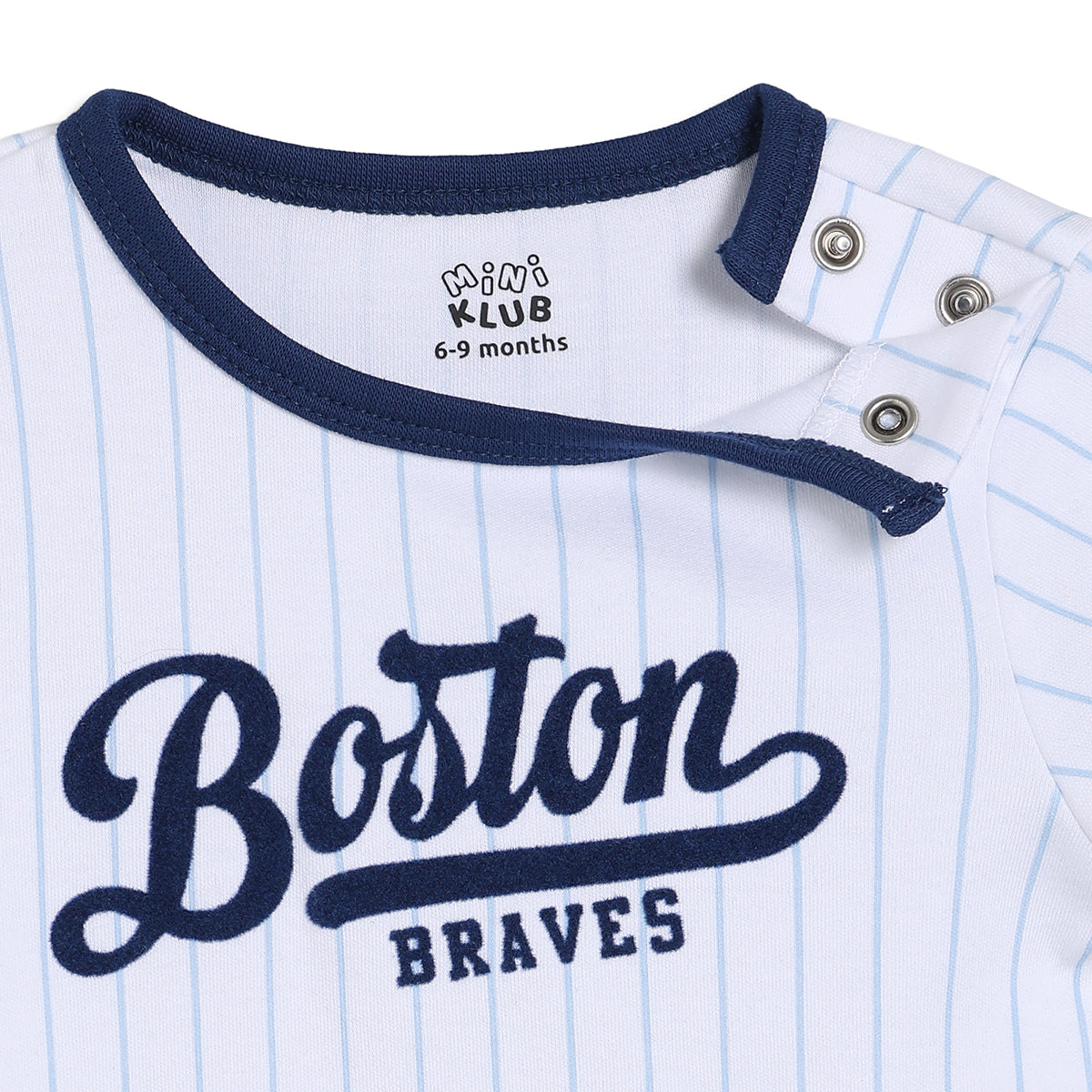 Baby Boys Boston Print Striped Romper with Hat, White and Navy