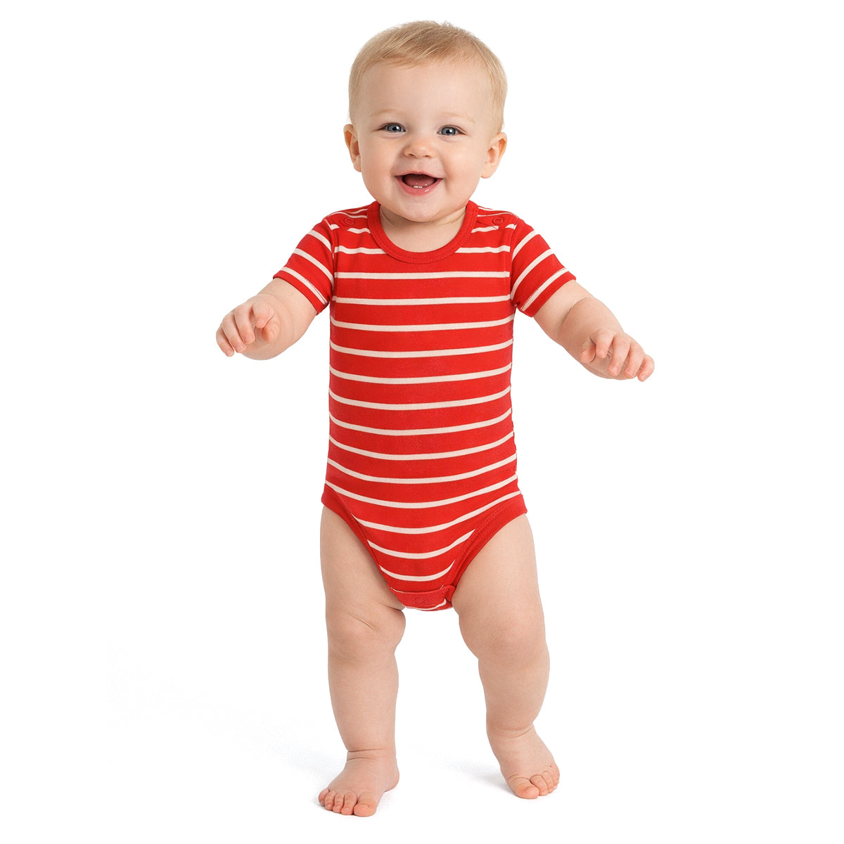 Baby Boys Striped and Printed Bodysuits Pack of 2, Red and Light Grey