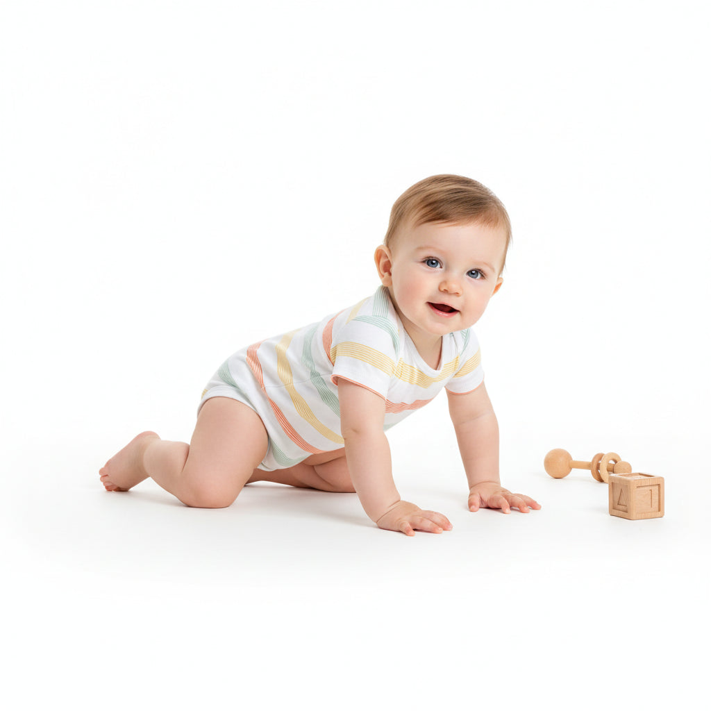 Baby Boys Printed and Striped Bodysuits Pack of 2, Yellow and White