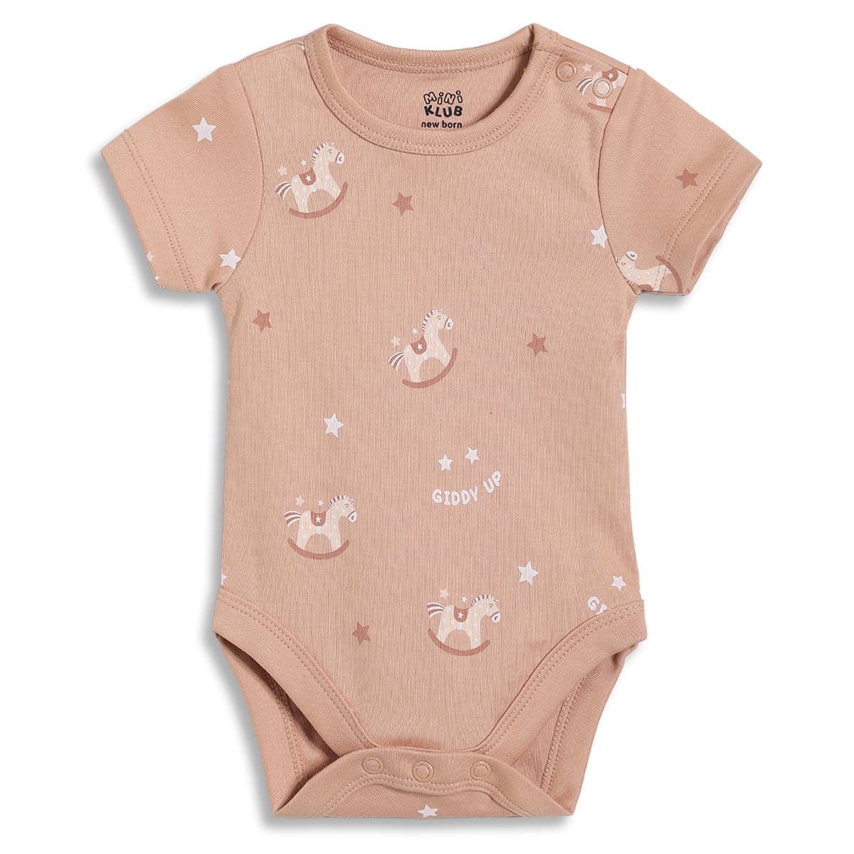 Baby Boys Printed Short Sleeve Bodysuit Pack of 2, Peach and Mint