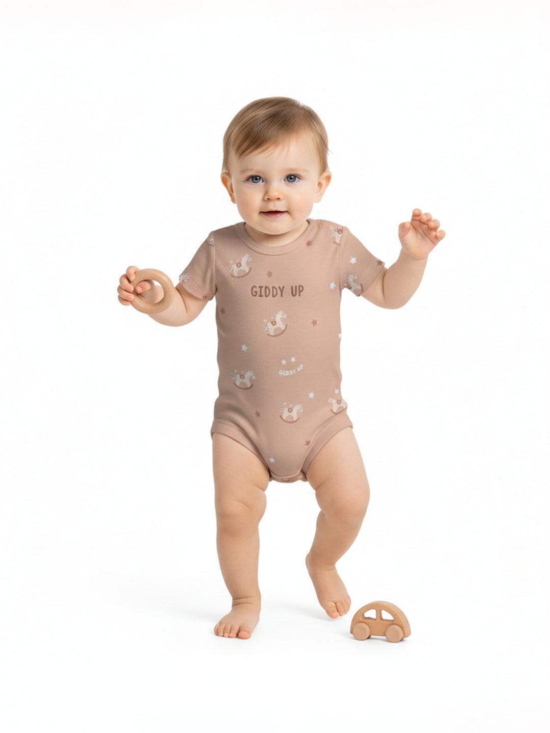 Baby Boys Printed Short Sleeve Bodysuit Pack of 2, Peach and Mint