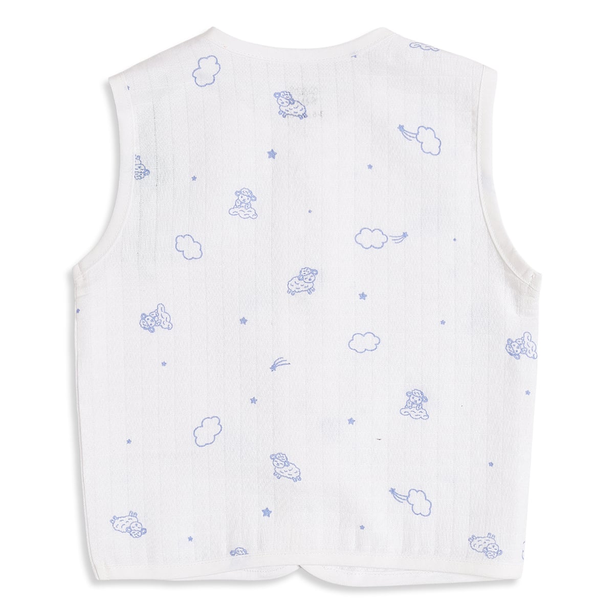 Baby Boys White Printed Front Open Sleeveless Vest Pack of 2 Regular Fit