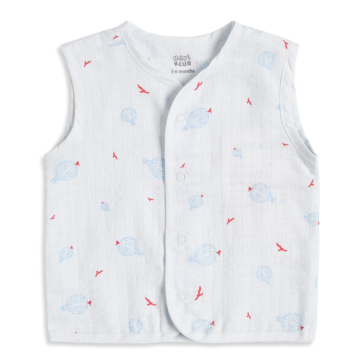 Baby Boys White Printed Front Open Sleeveless Vest Pack of 2 Regular Fit