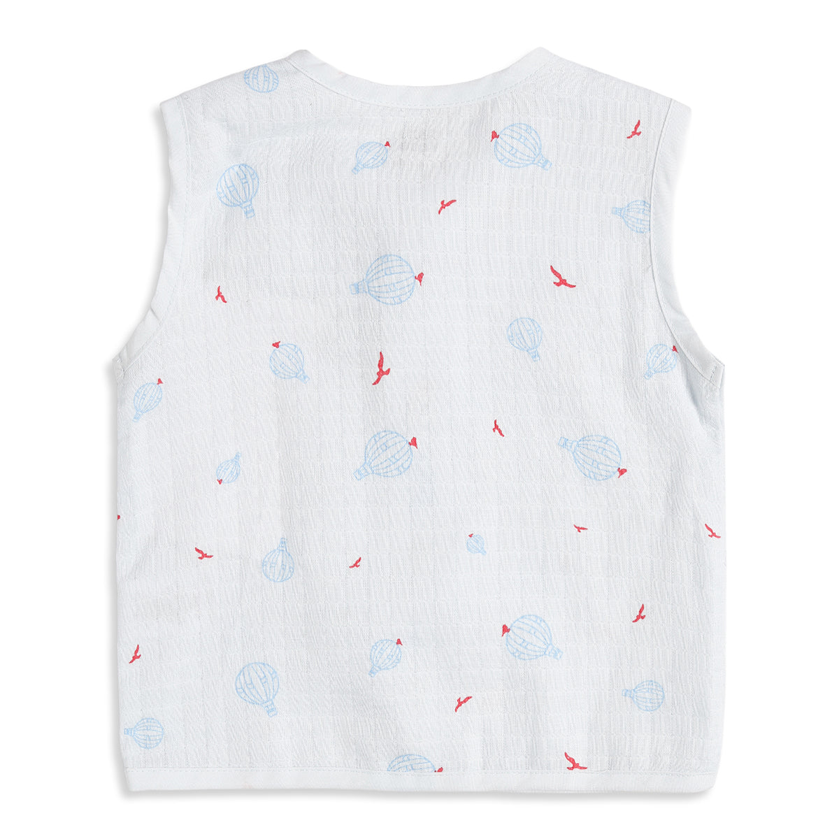 Baby Boys White Printed Front Open Sleeveless Vest Pack of 2 Regular Fit