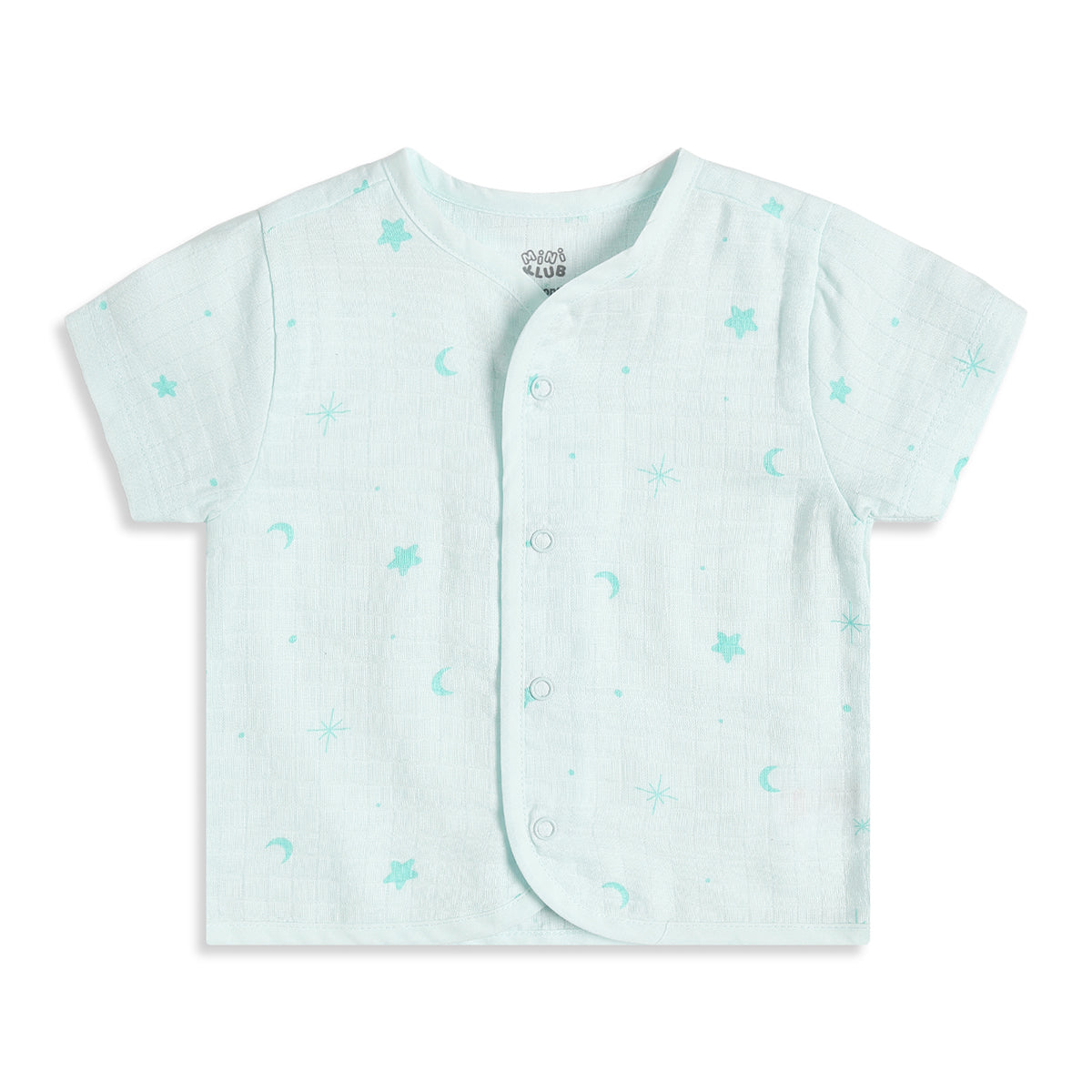 Baby Boys Beige & Aqua Printed Front Open Half Sleeve Vest Pack of 2 Regular Fit