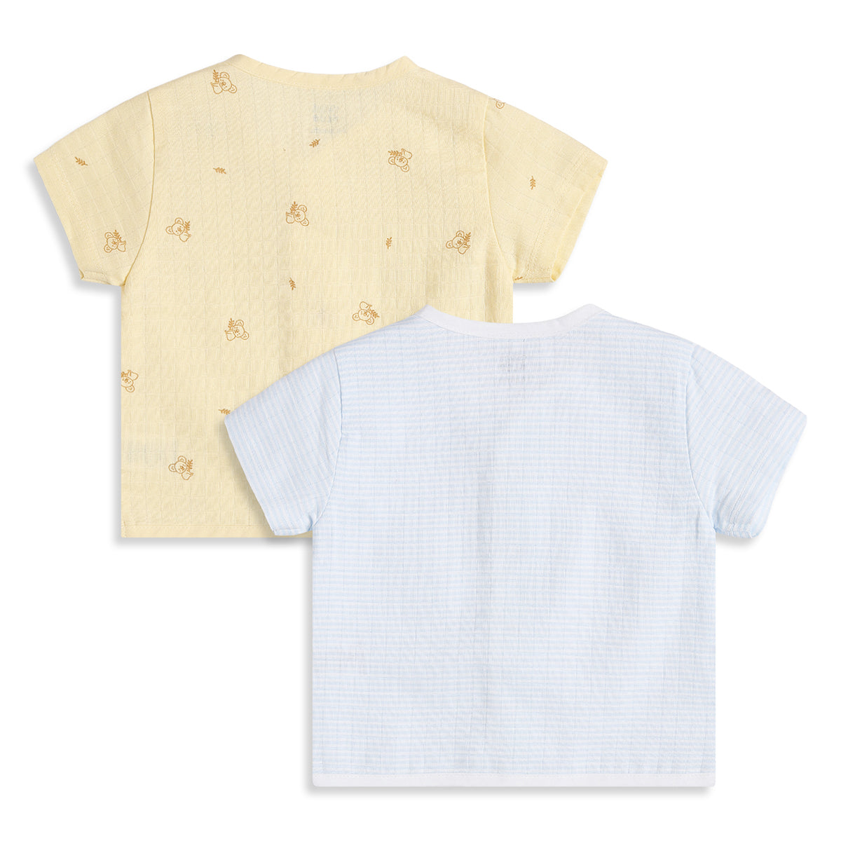 Baby Boys Yellow & Blue Printed Front Open Half Sleeve Vest Pack of 2 Regular Fit