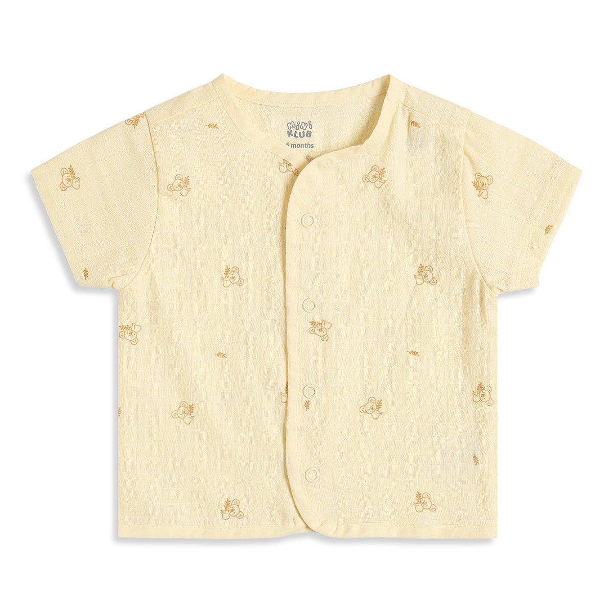 Baby Boys Yellow & Blue Printed Front Open Half Sleeve Vest Pack of 2 Regular Fit