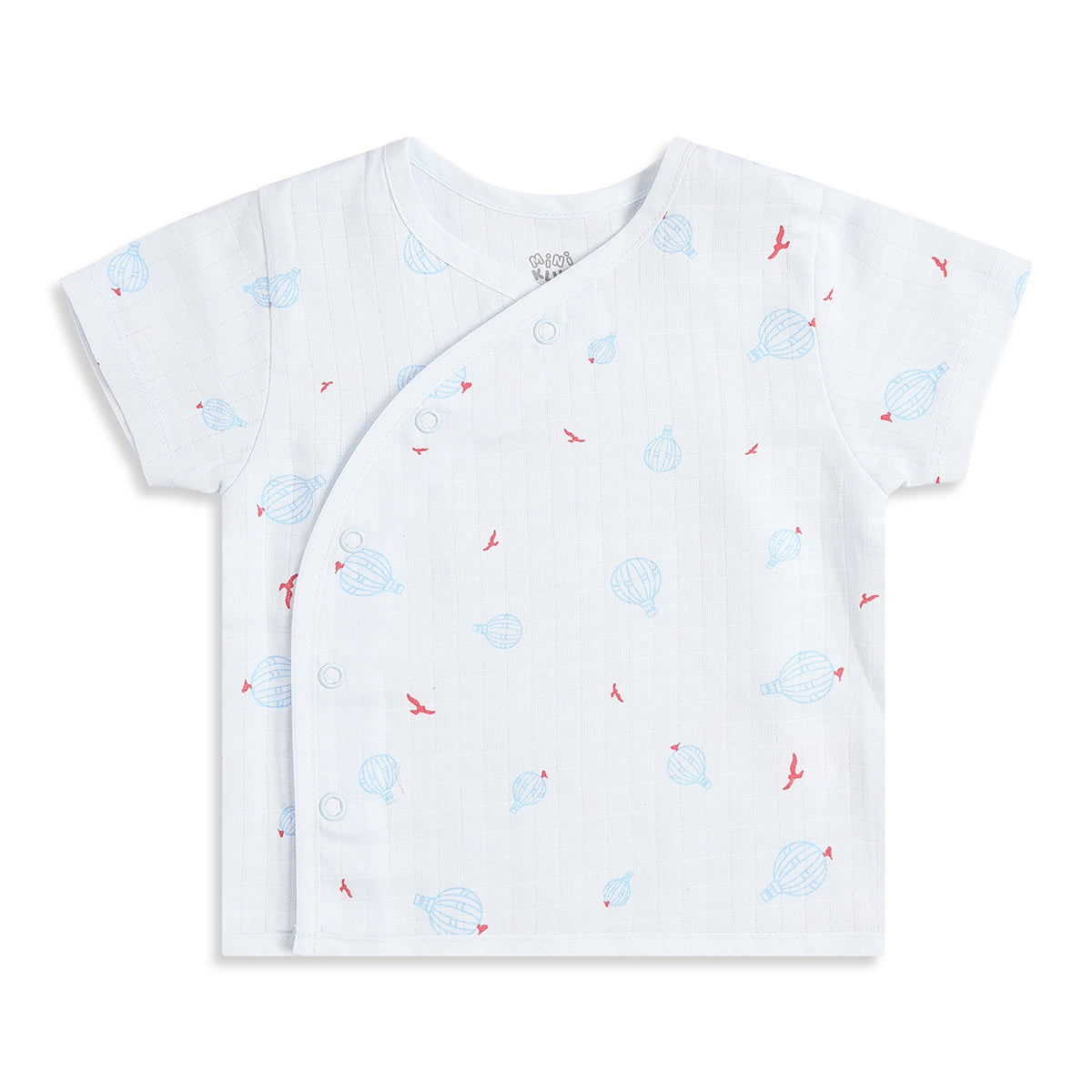 Baby Boys Pack of 2 Printed Front Open Vest Regular Fit - White & Light Blue