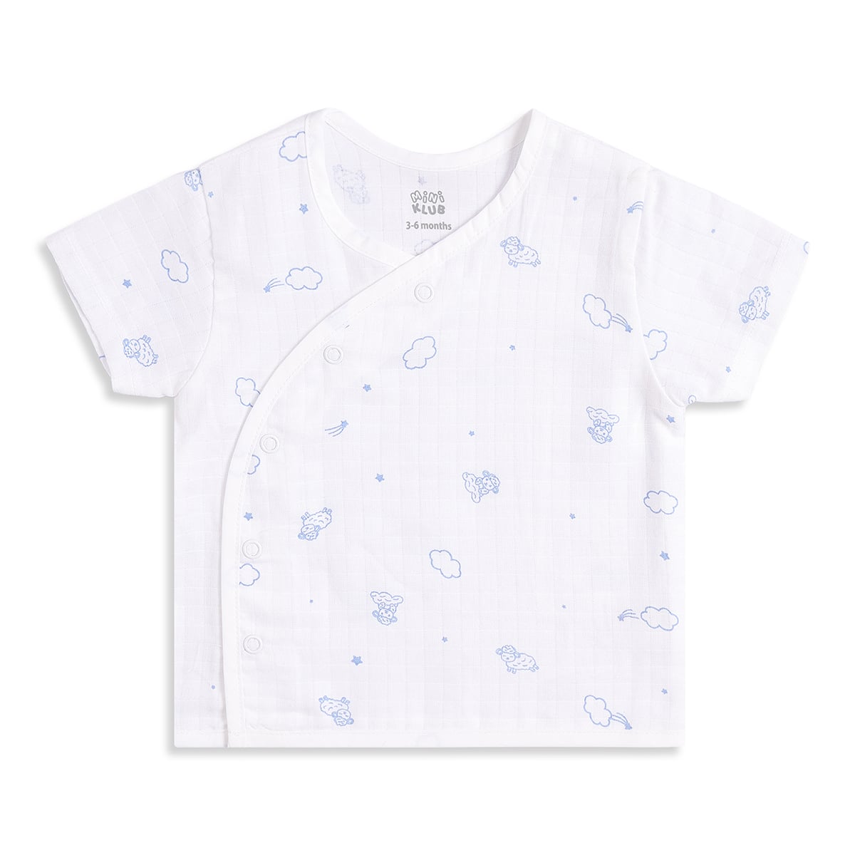 Baby Boys Pack of 2 Printed Front Open Vest Regular Fit - White & Light Blue