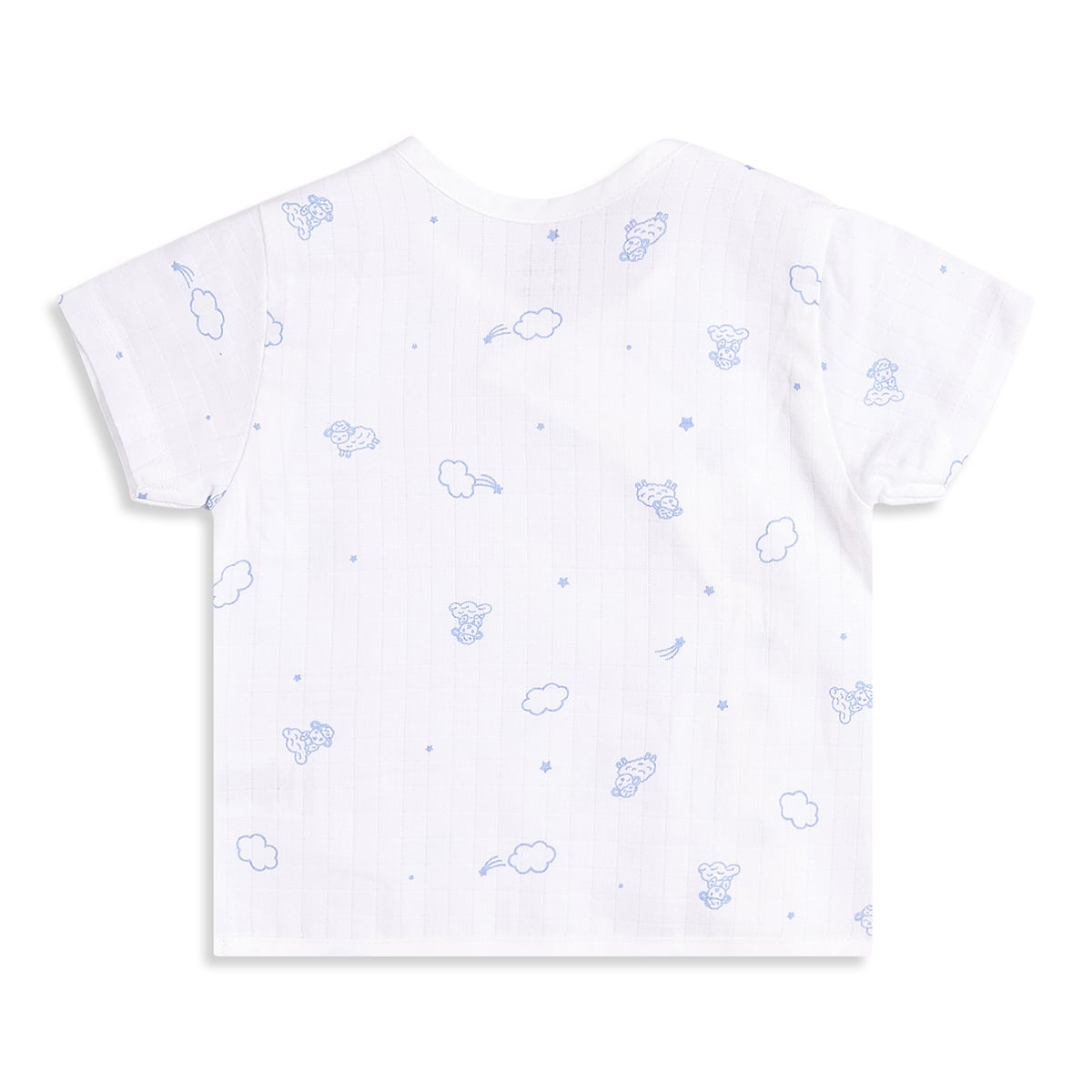 Baby Boys Pack of 2 Printed Front Open Vest Regular Fit - White & Light Blue