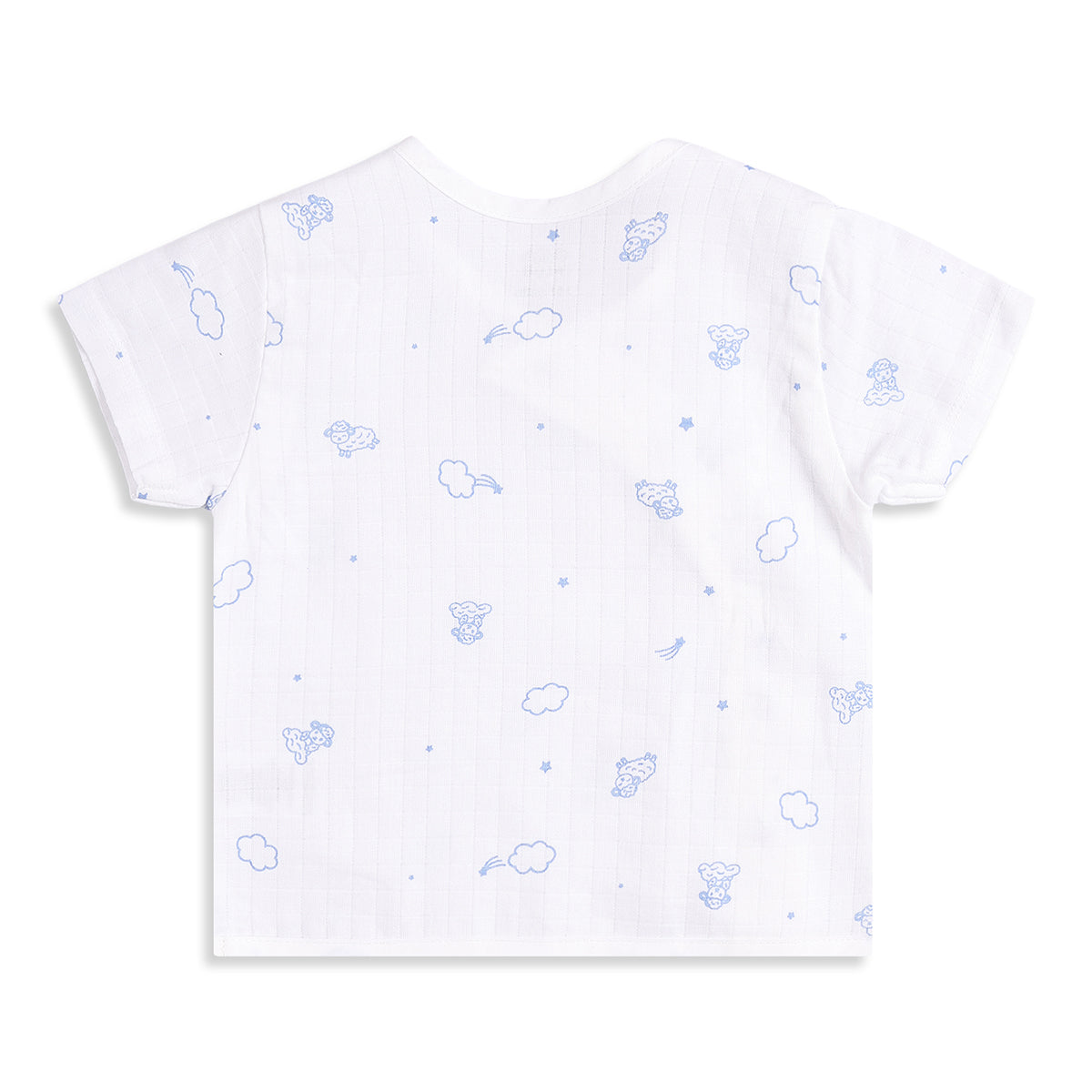 Baby Boys Pack of 2 Printed Front Open Vest Regular Fit - White & Light Blue