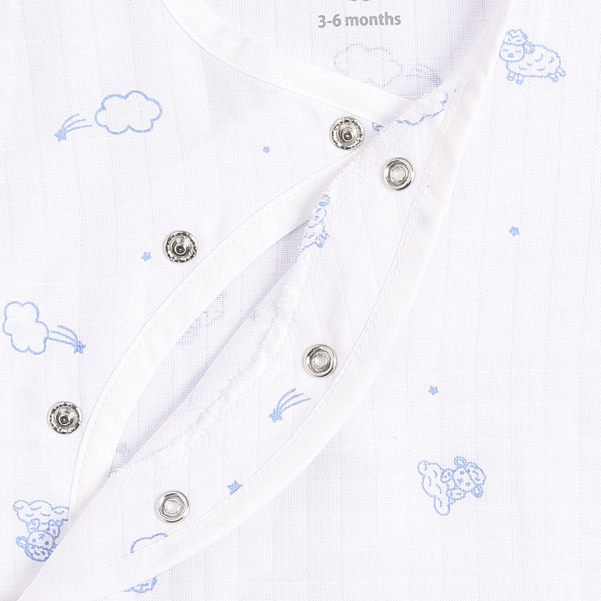 Baby Boys Pack of 2 Printed Front Open Vest Regular Fit - White & Light Blue