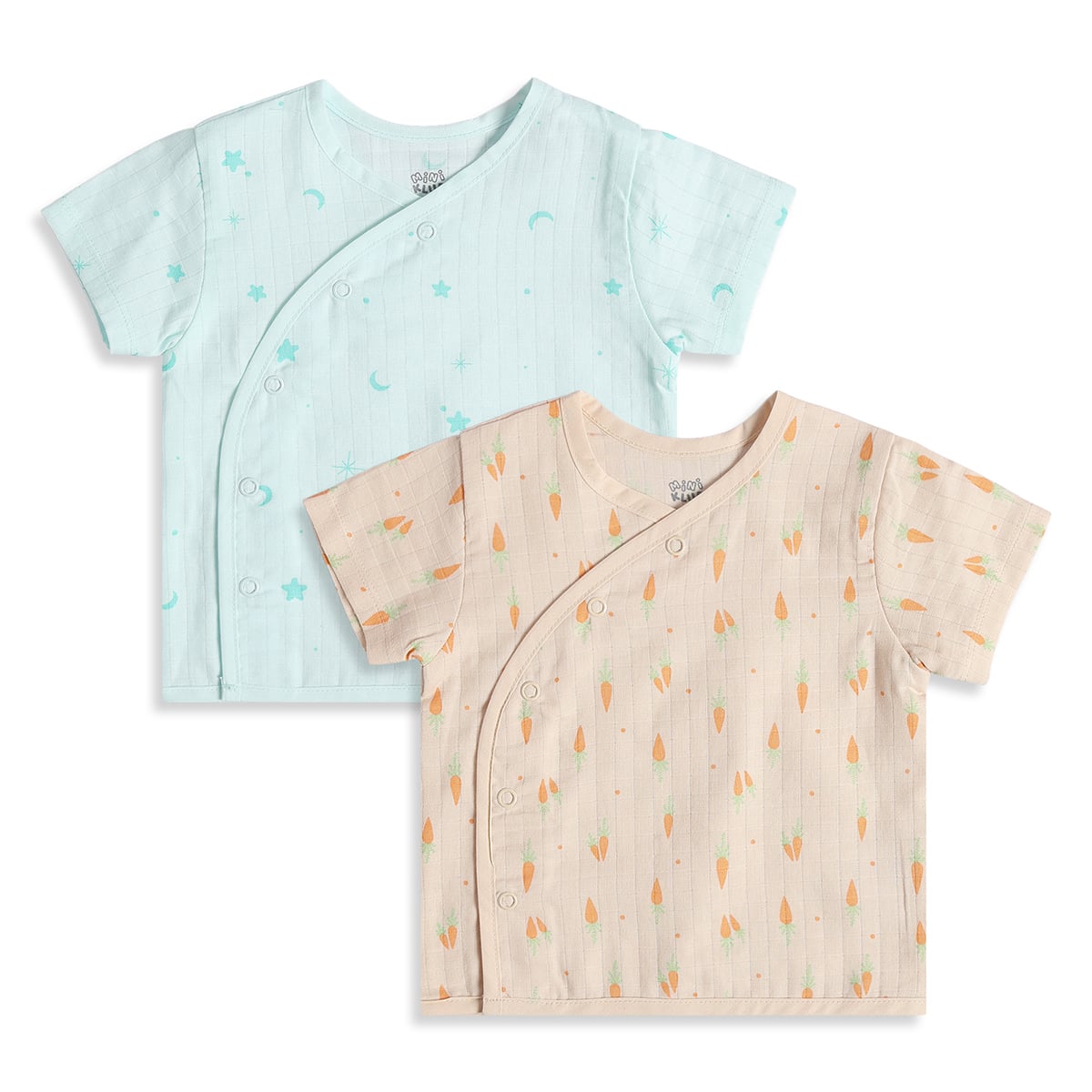 Baby Boys Pack of 2 Printed Front Open Vest Regular Fit - Mint Green & Beige