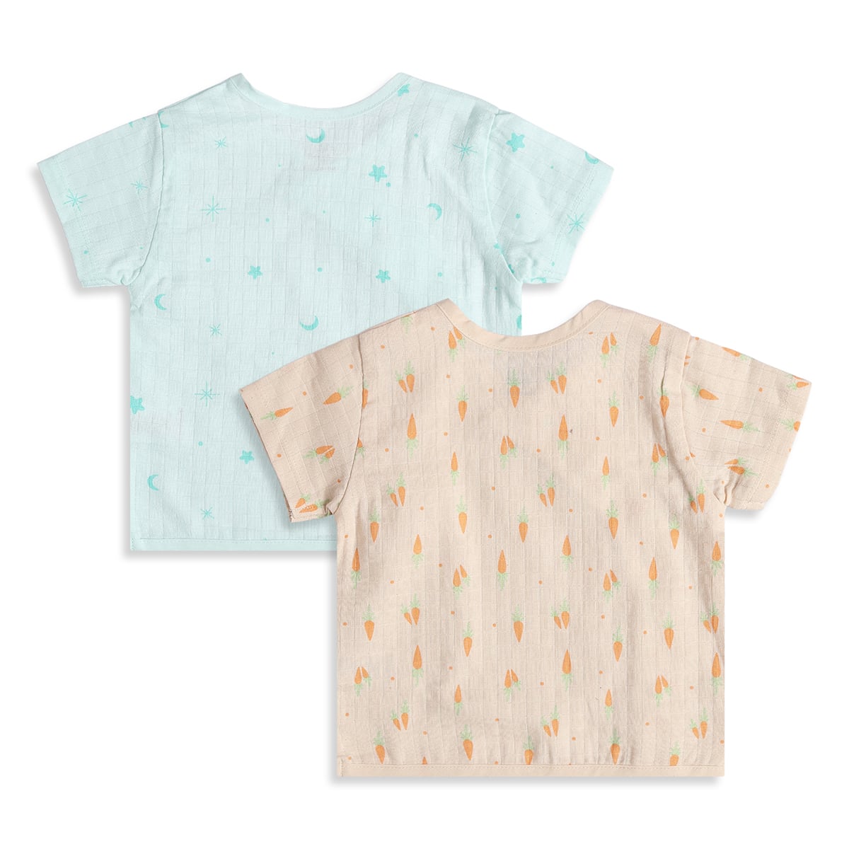 Baby Boys Pack of 2 Printed Front Open Vest Regular Fit - Mint Green & Beige