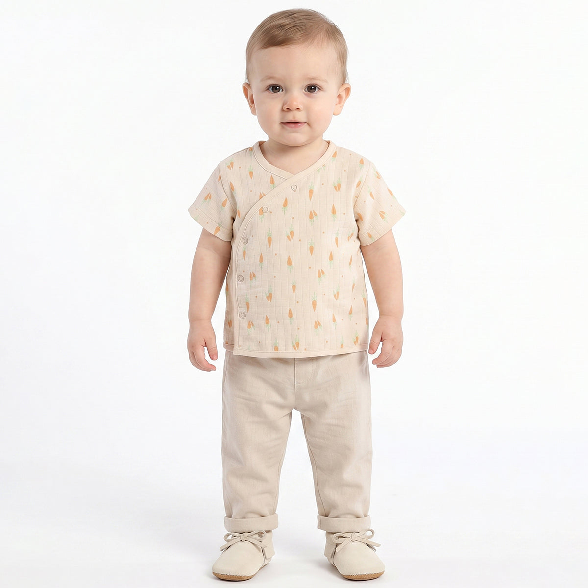 Baby Boys Pack of 2 Printed Front Open Vest Regular Fit - Mint Green & Beige