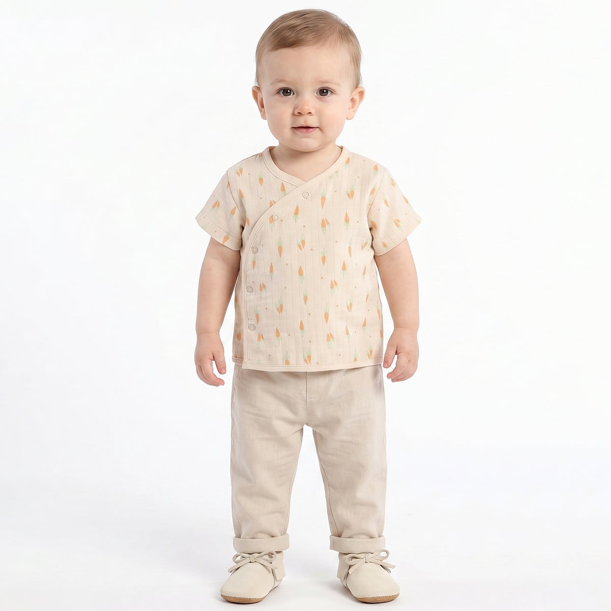 Baby Boys Pack of 2 Printed Front Open Vest Regular Fit - Mint Green & Beige