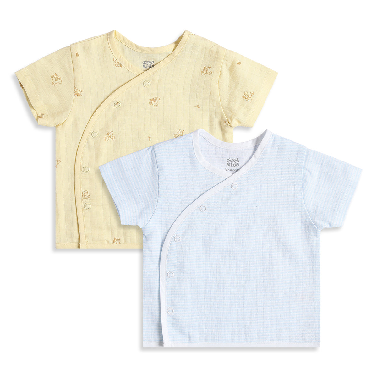 Baby Boys Pack of 2 Front Open Vest Regular Fit - Sky Blue & Yellow