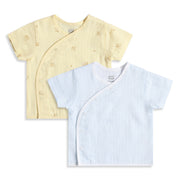 Baby Boys Pack of 2 Front Open Vest Regular Fit - Sky Blue & Yellow