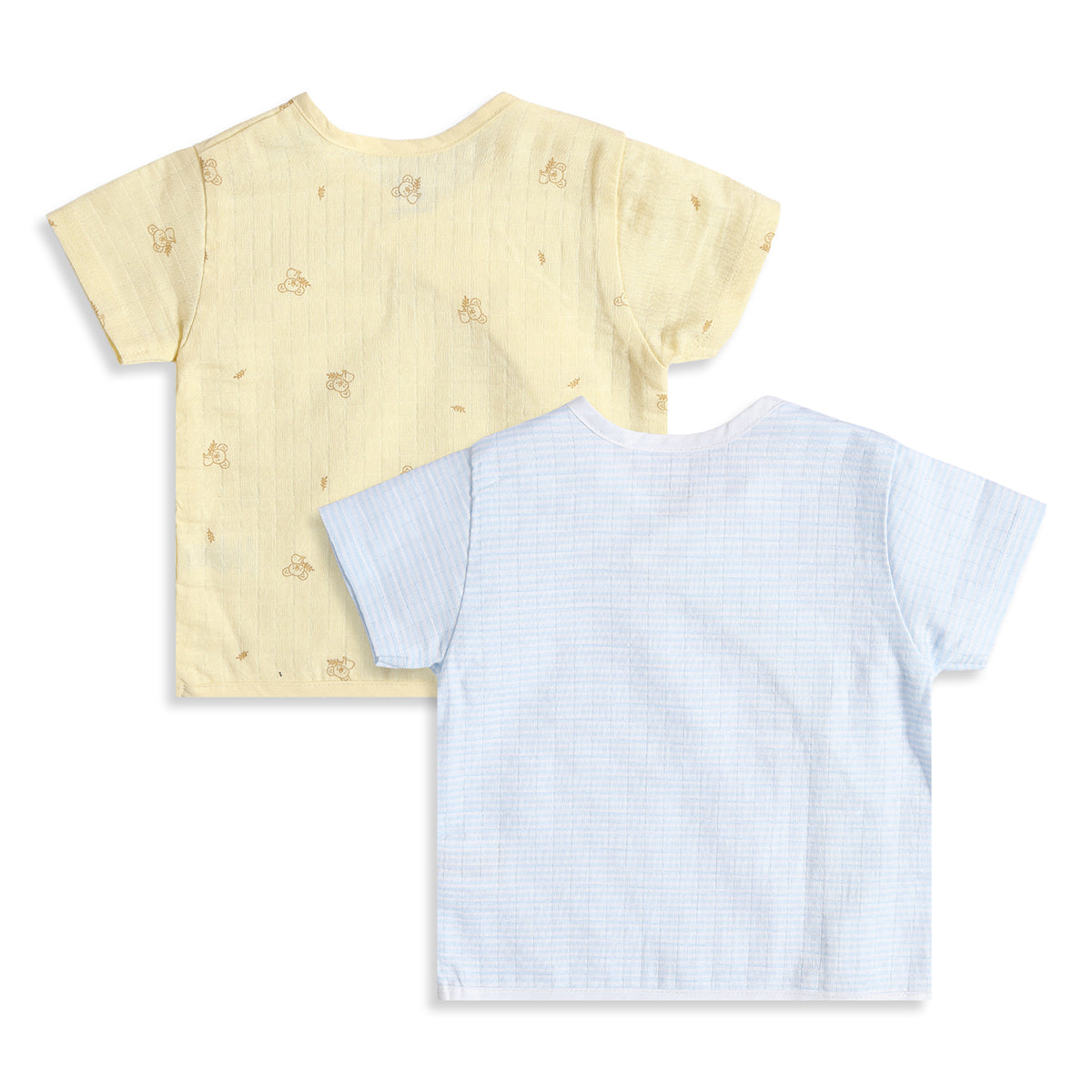 Baby Boys Pack of 2 Front Open Vest Regular Fit - Sky Blue & Yellow
