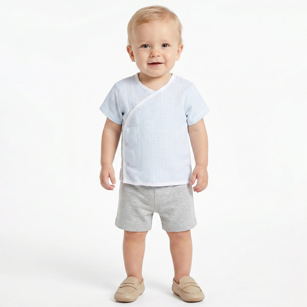 Baby Boys Pack of 2 Front Open Vest Regular Fit - Sky Blue & Yellow