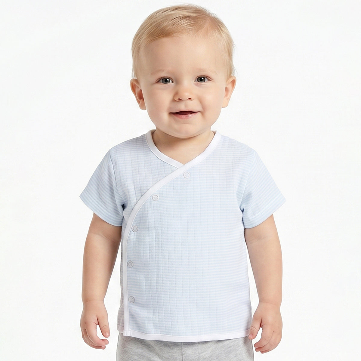 Baby Boys Pack of 2 Front Open Vest Regular Fit - Sky Blue & Yellow