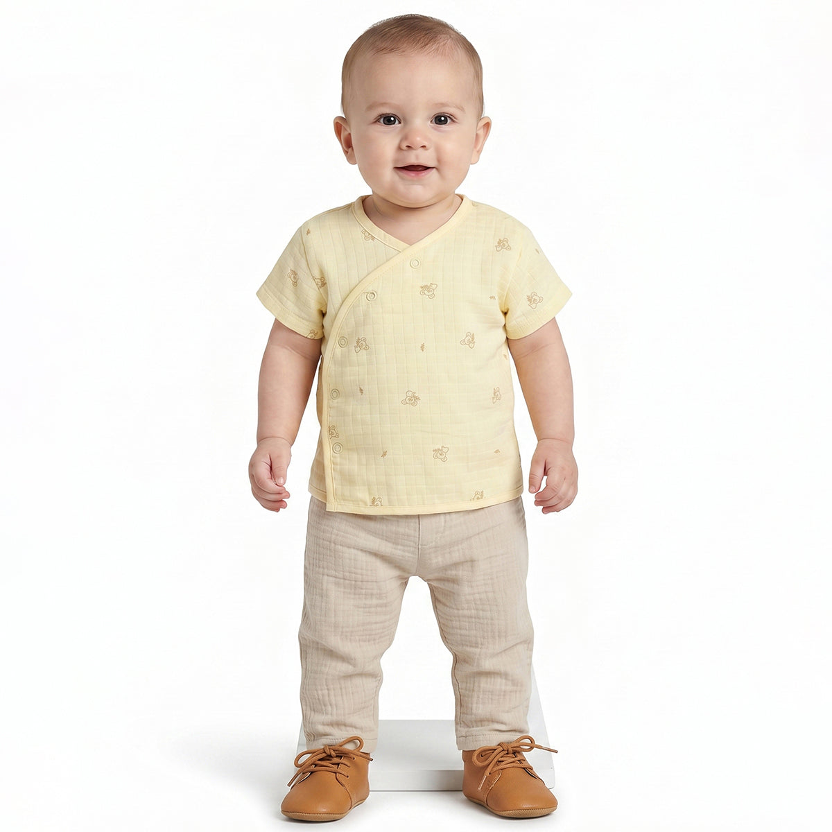 Baby Boys Pack of 2 Front Open Vest Regular Fit - Sky Blue & Yellow