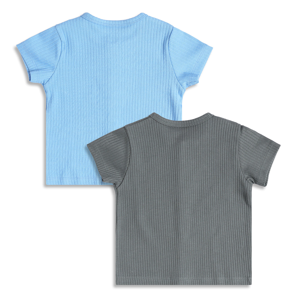 Baby Boys Ribbed Front Open Vests Pack of 2, Blue And Grey