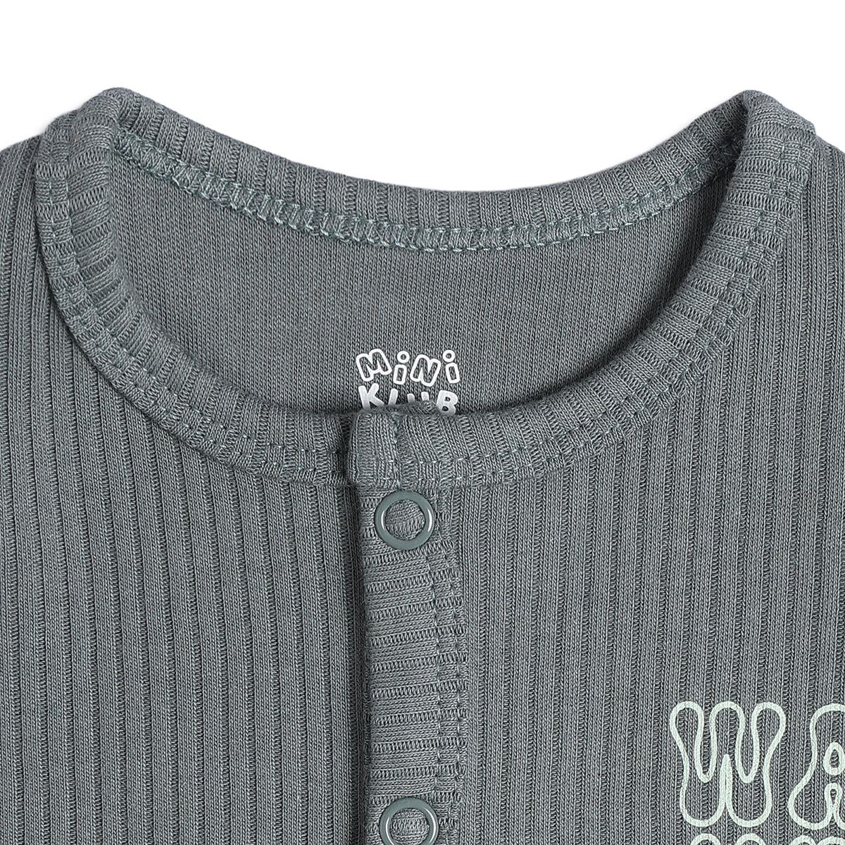 Baby Boys Ribbed Front Open Vests Pack of 2, Blue And Grey
