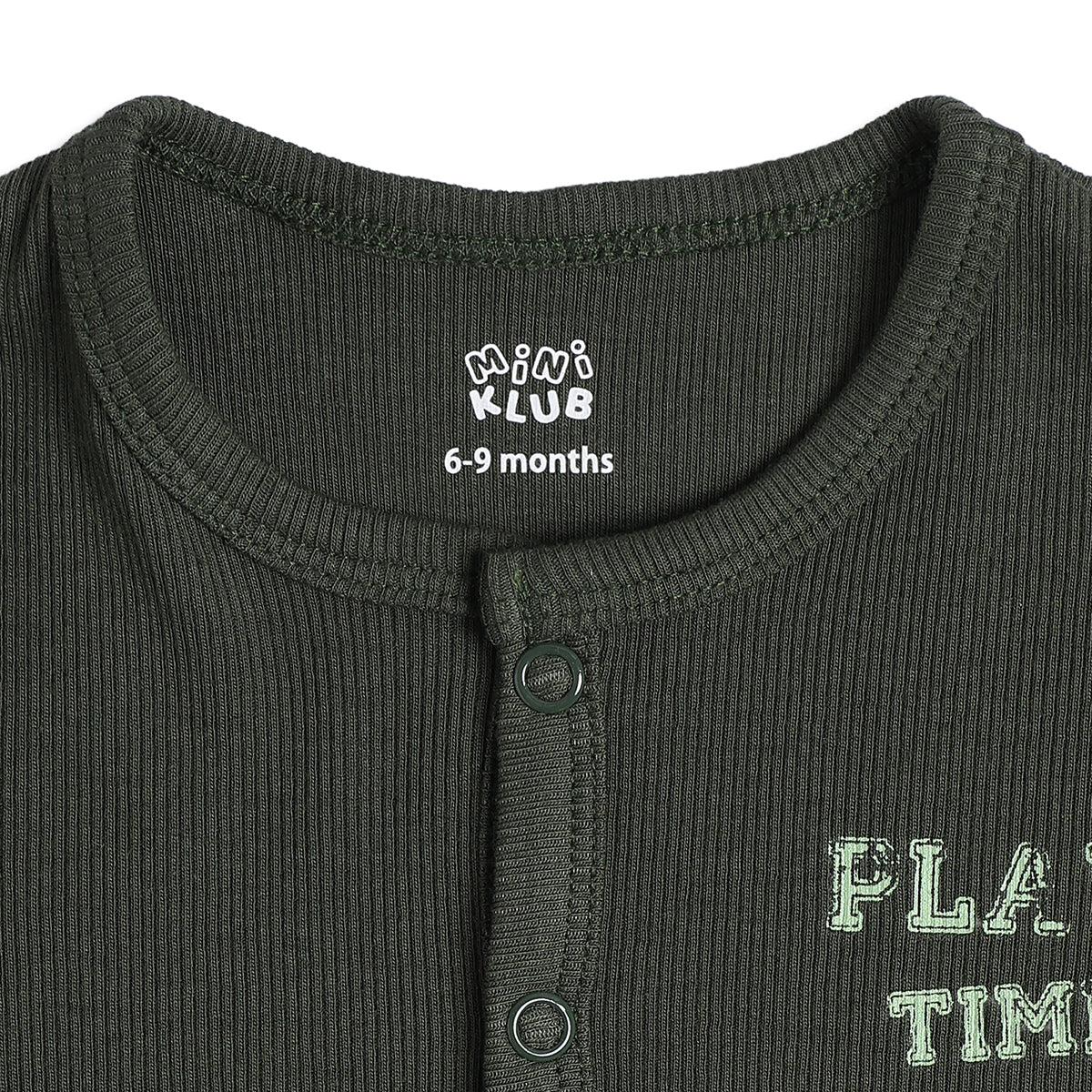 Baby Boys Printed And Ribbed Front Open Vests Pack of 2, Grey And Green