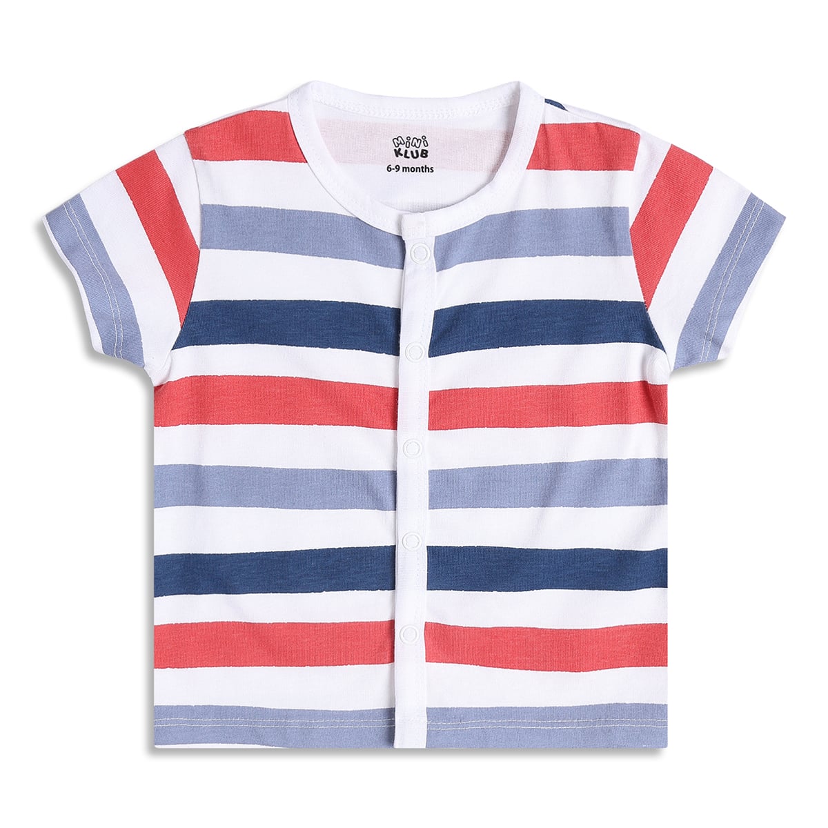 Baby Boys Striped And Dinosaur Print Front Open Vests Pack of 2, Red, Blue And Grey