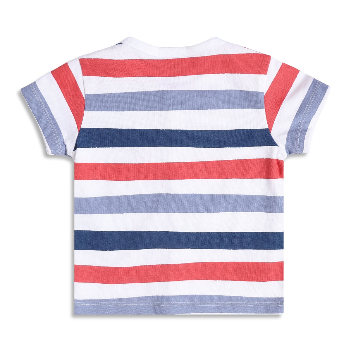 Baby Boys Striped And Dinosaur Print Front Open Vests Pack of 2, Red, Blue And Grey