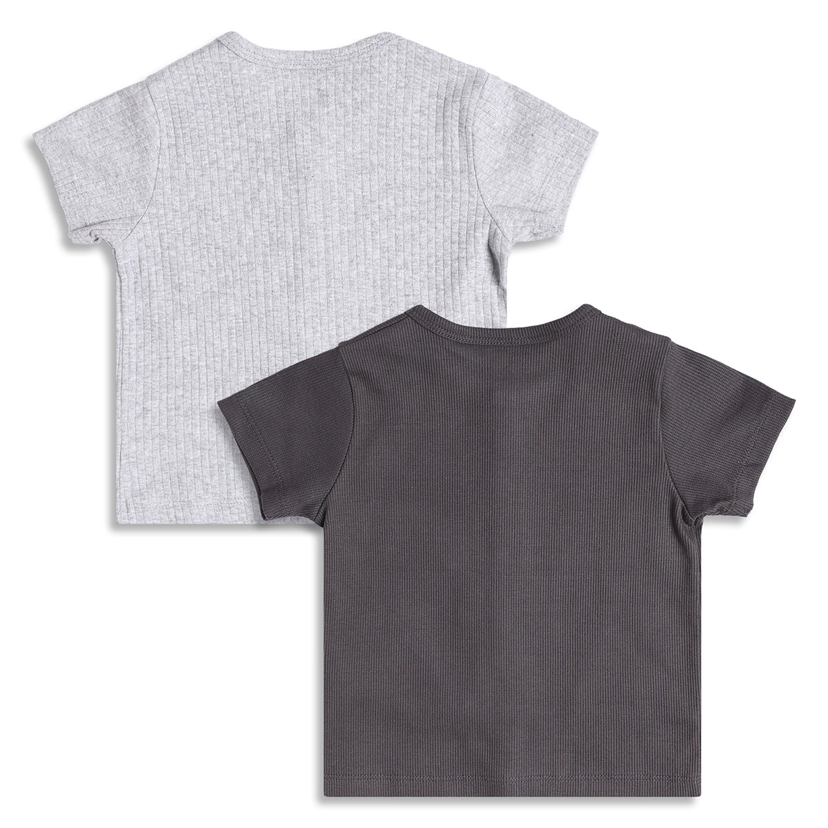 Baby Boys Ribbed Front Open Vests Pack of 2, Grey And Brown