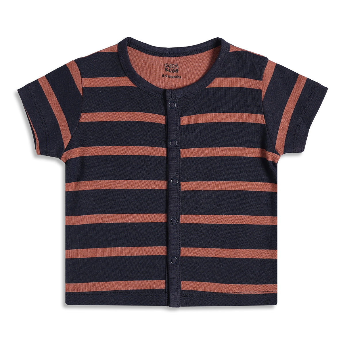 Baby Boys Beige and Navy Blue Cotton Front Open T-Shirts Pack of 2 Regular Fit Casual Kids Tees